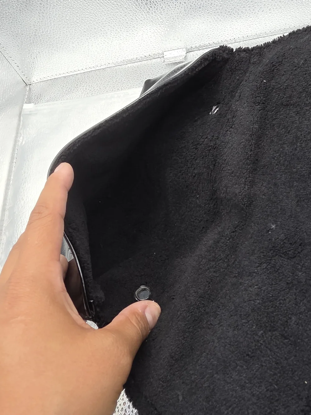 CHANEL Black Patent Leather Fold-Over Clutch with CC Motif